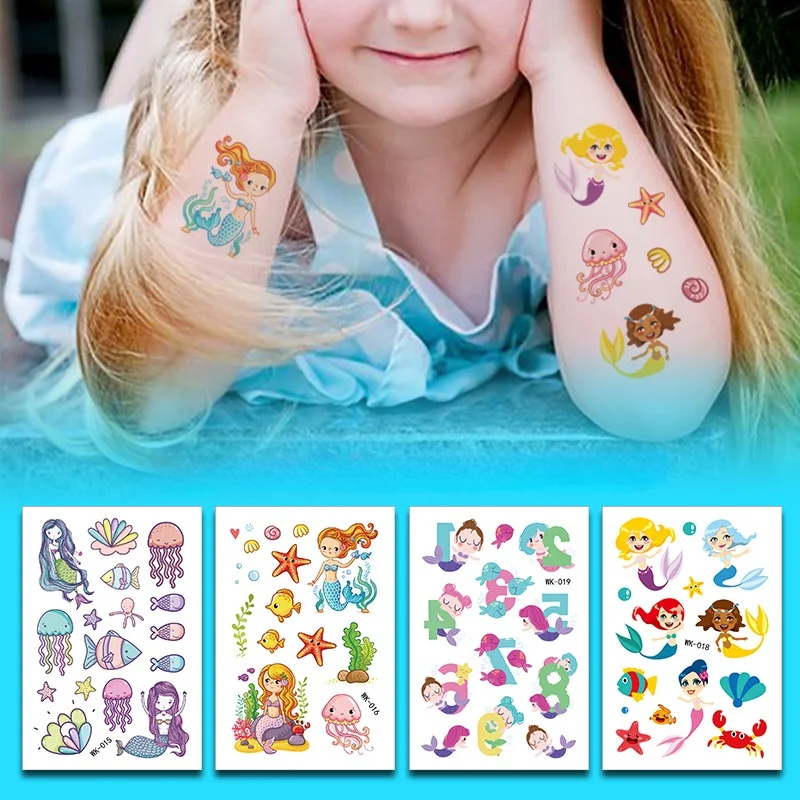 

10 шт., водостойкие Временные татуировки «русалка»