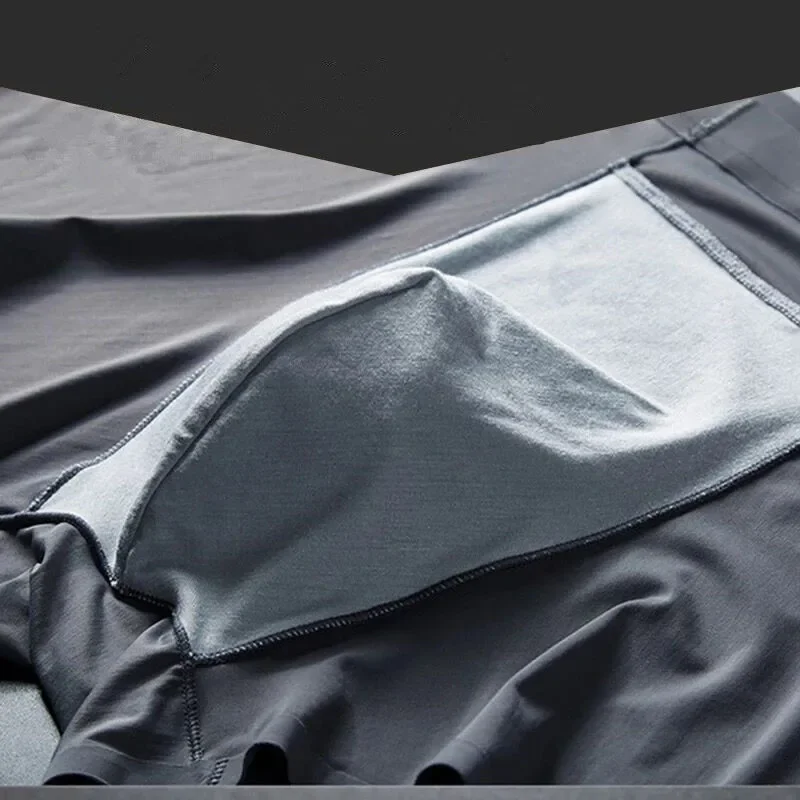 L-XXXL Seamless Ice Silk Boxers Men Solid Color Male Underpants Ultra-thin Sexy Underwear Summer COOL Trunk Shorts 6