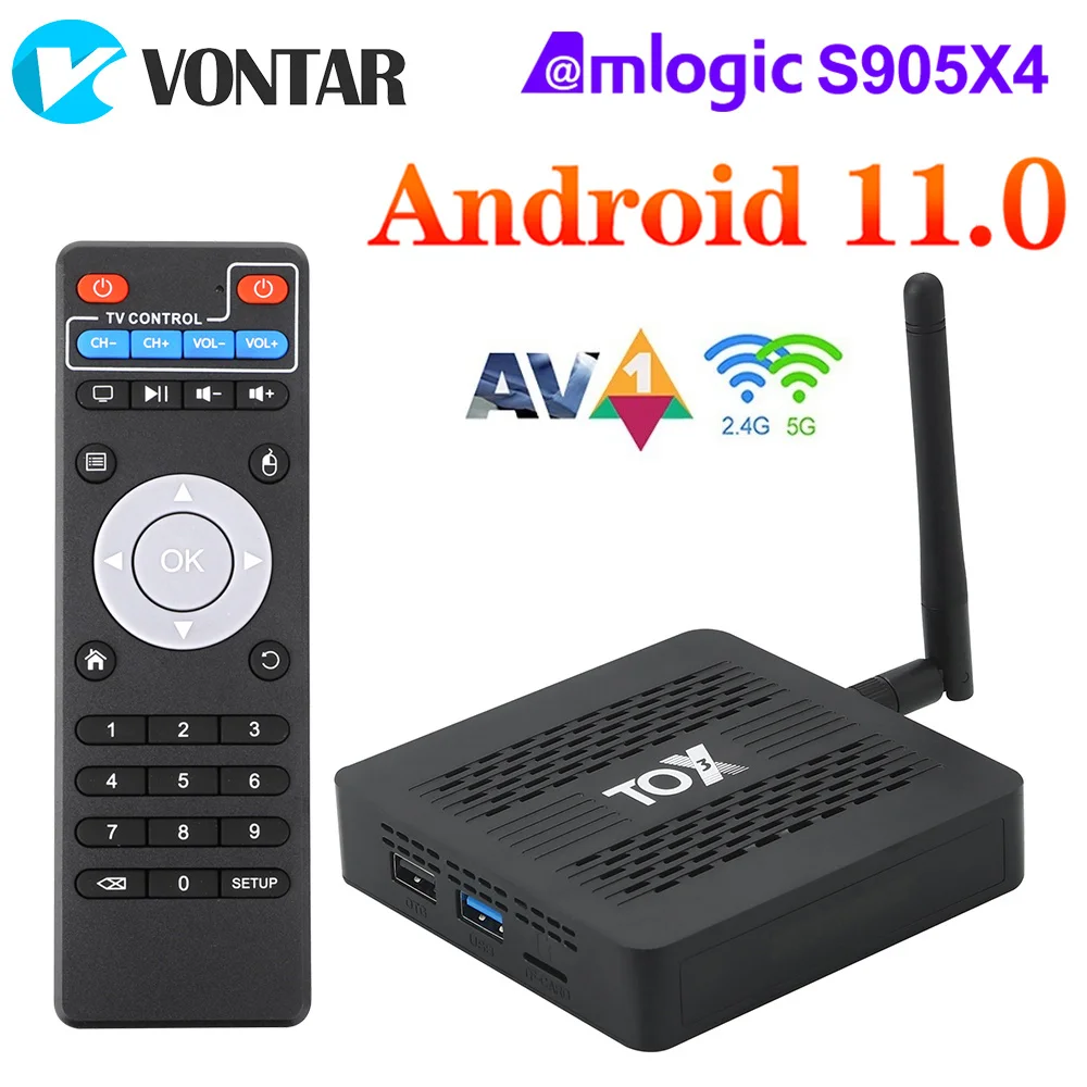 TOX3 Smart TV Box Android 11 4GB 32GB Amlogic S905X4 2T2R Dual Wifi 1000M BT4.1 AV1 4K  DLNA Media Player Set top box