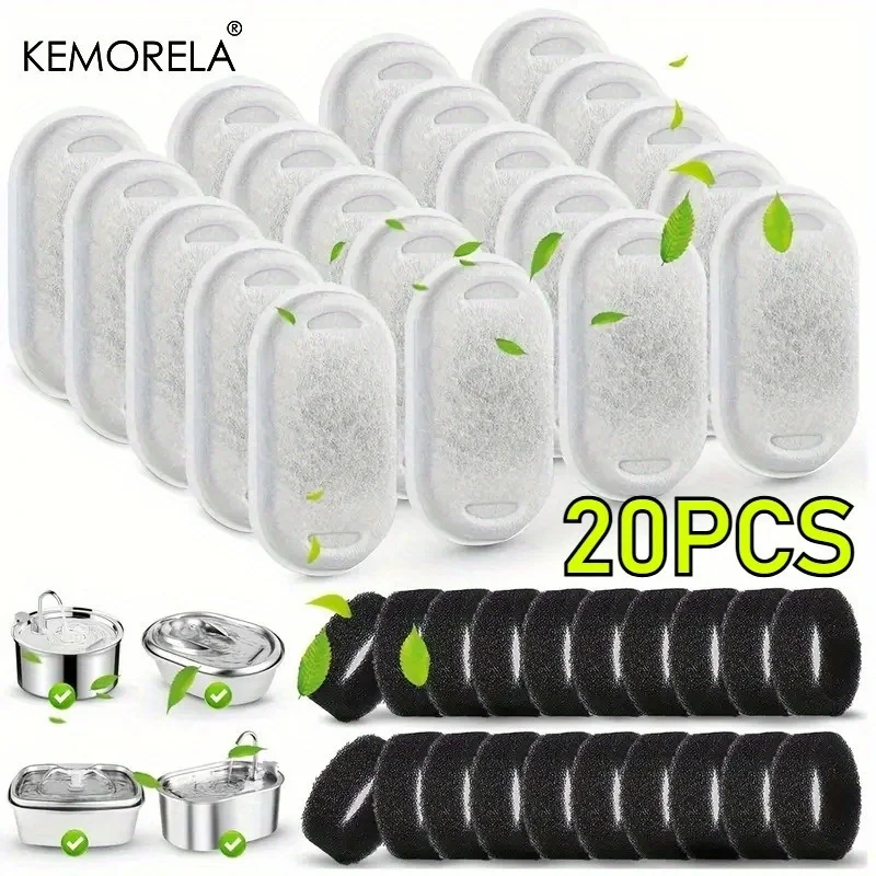 Description Picture 2 of itemKEMORELA 20PCS Cat Water Fountain Activated Carbon Sponge Filters for Stainless Steel Water Dispenser Pet Care Accessory