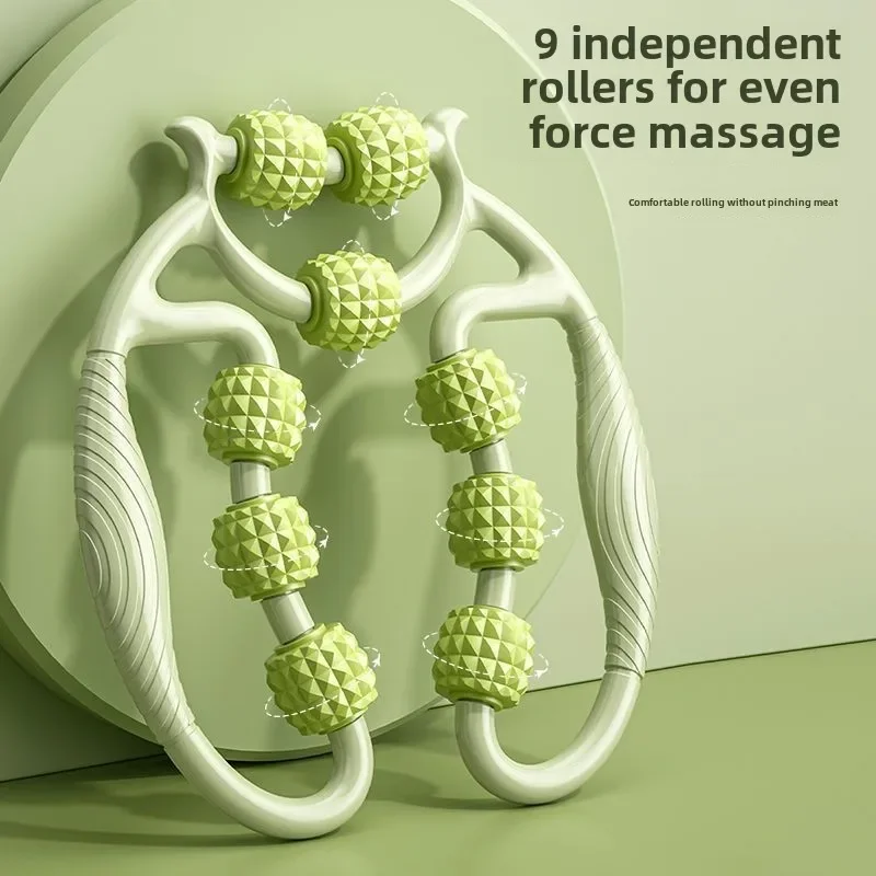 Massageador circular de nove rodas para alongamento, exercícios para os músculos da panturrilha, relaxamento, ioga, beleza das pernas e fitness._voghion.com