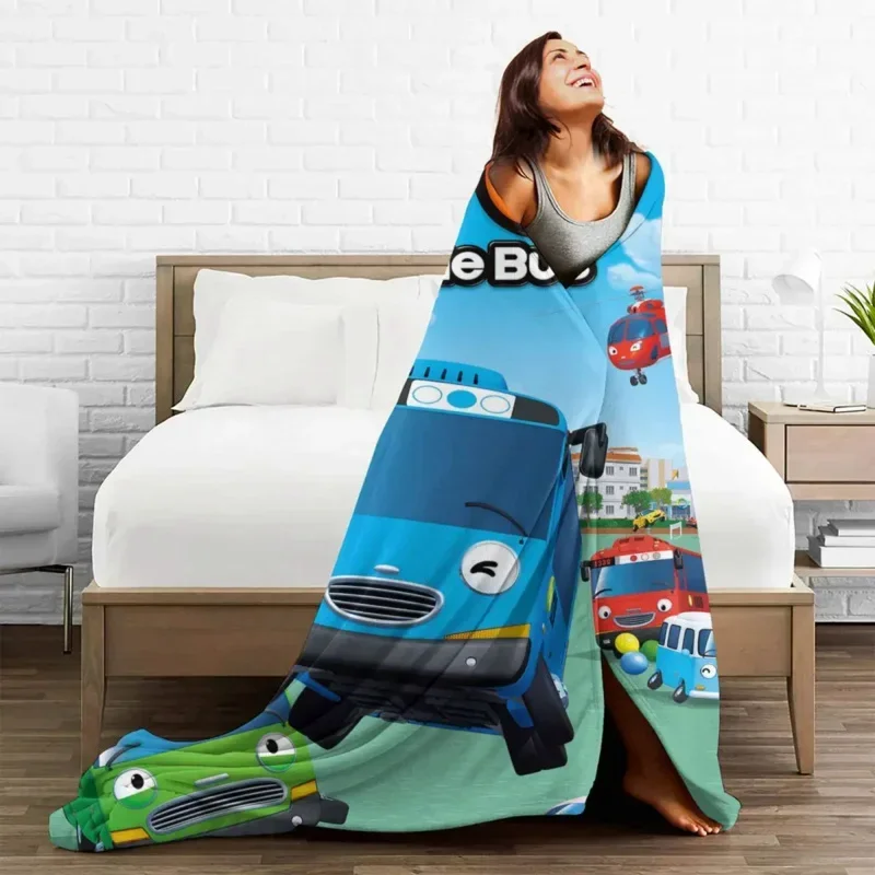 Tayo The Little Bus Child Wool Blankets Korea cartoon anime for kids Custom Throw Blanket for Bed Sofa Couch 200x150cm Quilt 3