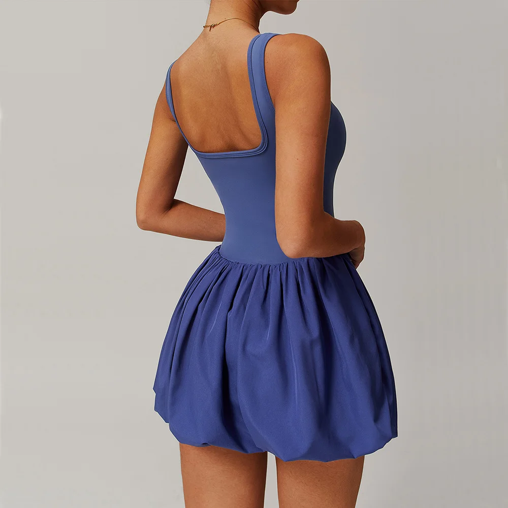 Naked Fake Two-piece Sports Dress Women's Yoga Jumpsuit Anti Glare Short Skirt Outdoor Running and Fitness Clothes Tennis Skirt