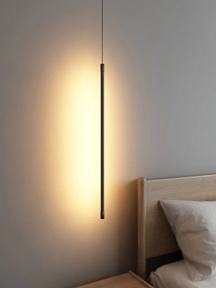 

Luces LED colgantes de aluminio de arte nordico, iluminacion de linea cilindrica moderna para sala de estar, dormitorio, mesita