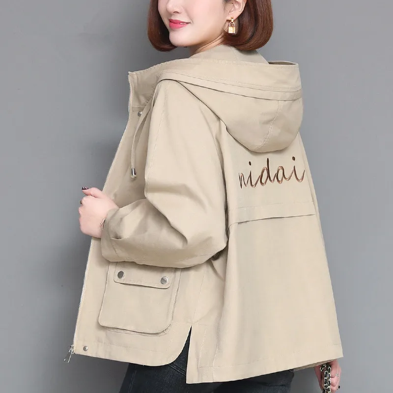 

Куртка Женская Базовая с капюшоном, модная ветровка на молнии, Повседневная Свободная верхняя одежда, G1121, весна-осень