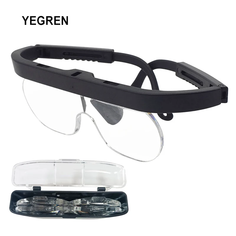 

Hands Free Eyeglasses Magnifying Glass 1.5X 2.5X 3.5X Magnifier Changeable Acrylic Lenses for Reading Embroidery Carving