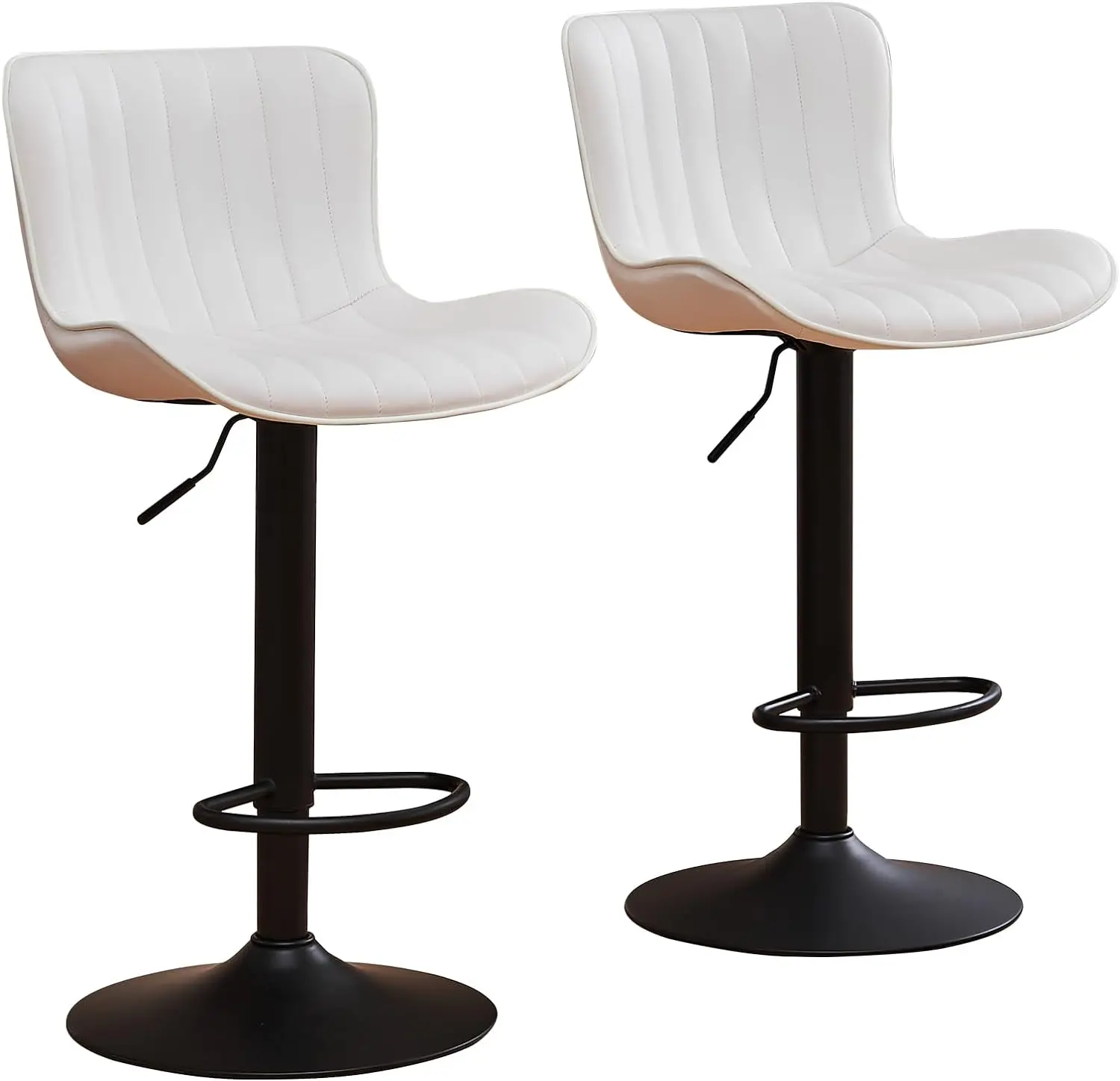 

Kidol & Shellder Bar Stools Set of 2 Modern Barstools Adjustable Swivel Faux Leather Bar Chairs for Home Kitchen Island with Hig
