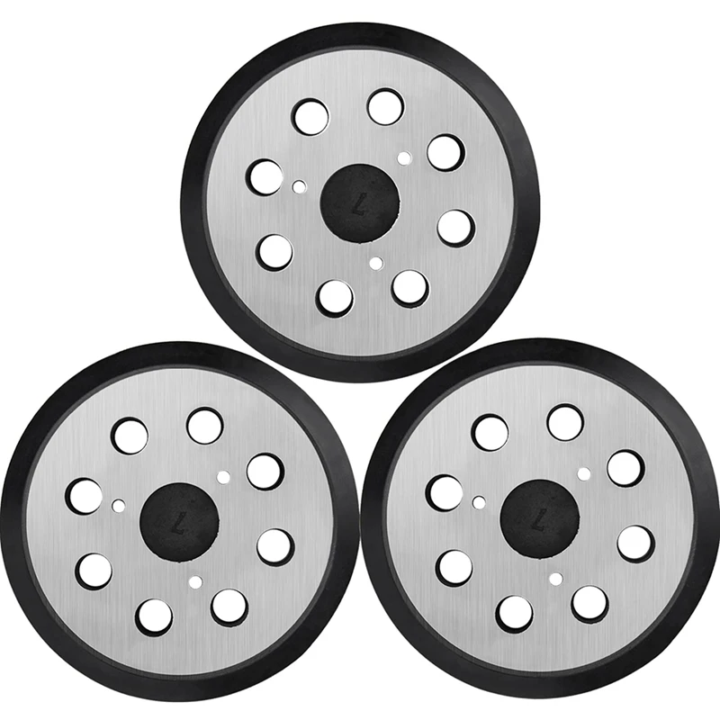 

3 Pack Sander Pads For Makita, 5Inch 8 Hole Replacement Hook And Loop Sanding Disc Metal Back And Rubber Pad