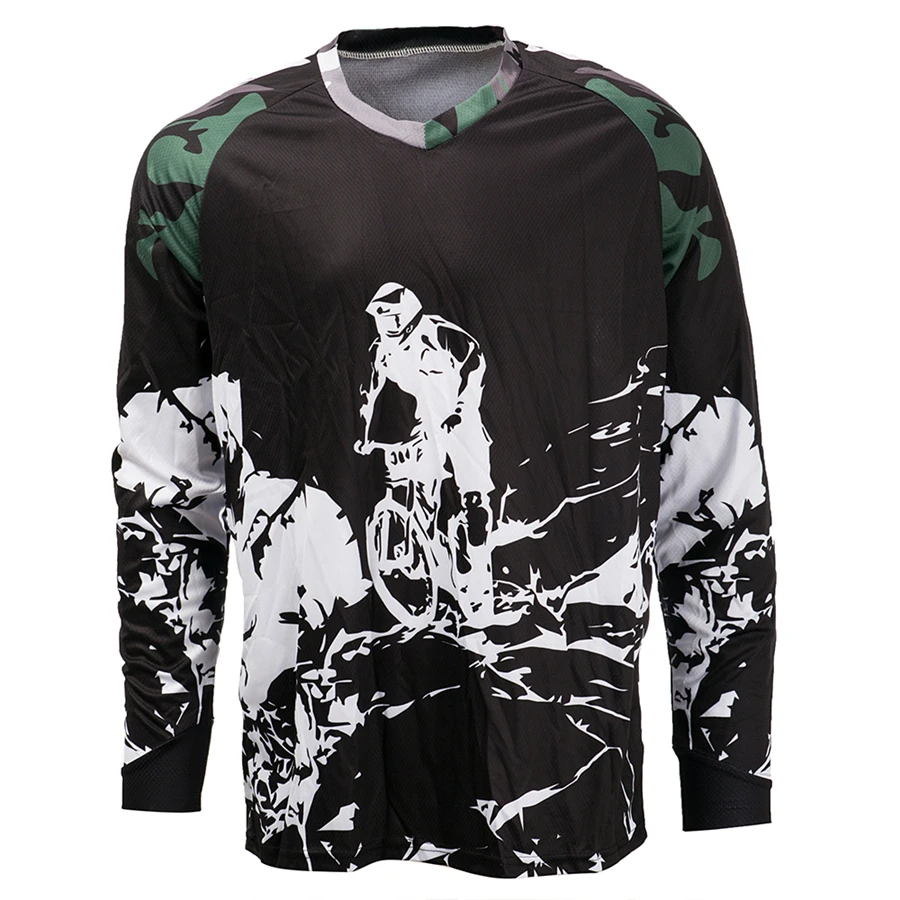 thumbnail image 1 of Maillot de ciclismo de descenso para hombre, manga larga, que absorbe la humedad, camiseta de carreras de bicicleta de montaña, 1 of 5