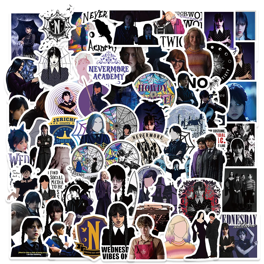 

10/70PCS Terror Thriller American Dramas Wednesday Stickers DIY Phone Luggage Bike Motorcycle Refrigerator Decals Graffiti Toy