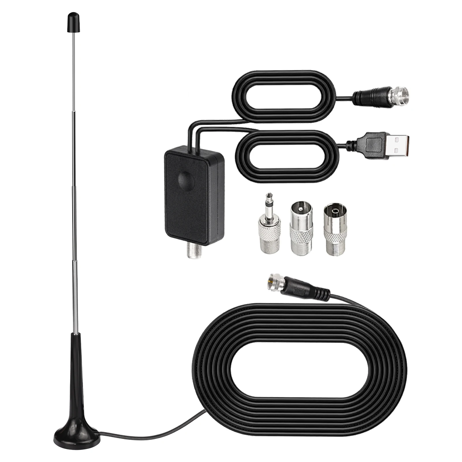 Superbat DAB+ FM Indoor Telescopic Antenna with Magnetic Base 3M Coaxial Cable & Signal Amplifier for Home Stereo AV Receiver