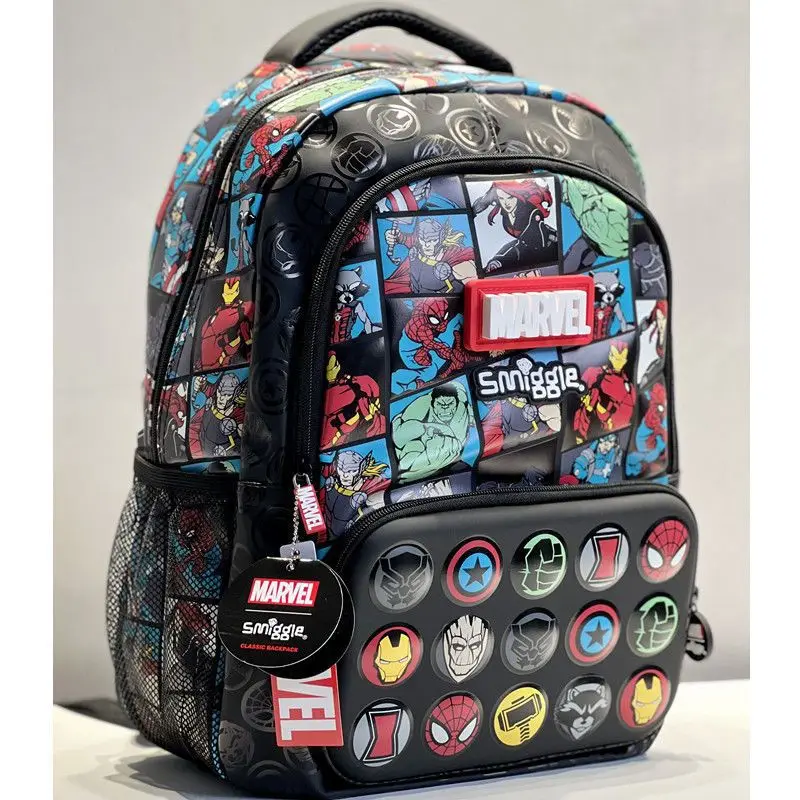 Marvel Smiggle School Bag Superhero Boys Backpack Iron Man Spiderman Student 6-12 Years Old Lightweight Load-reducing Backpack 4