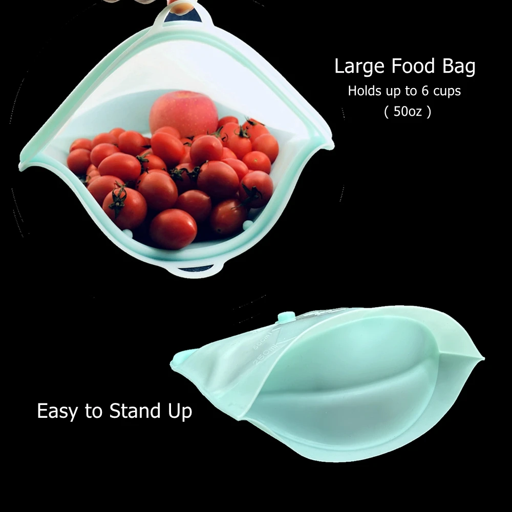 Reusable Food Storage Bags Freezer & Dishwasher Safe 6 Pack Food