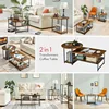 Coffee Table, Mid Century Modern Coffee Table for Living Room Rustic Farmhouse Center Table 2 in 1Detachable Table Set 6