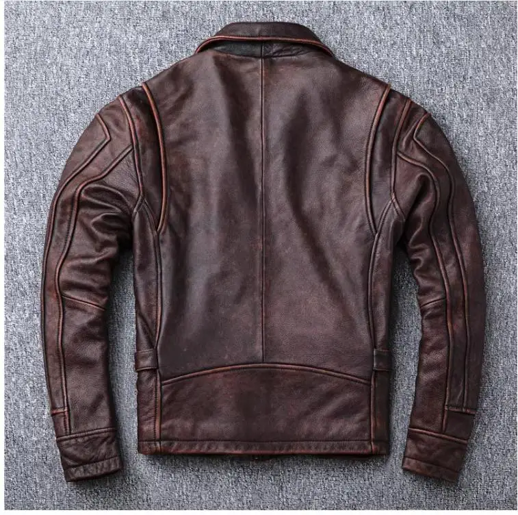 Leather Jacket for men leather jacket Men Cowhide Natural quality Genuine brown CC Shop.Dermis