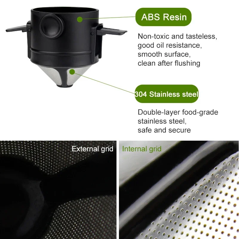 Stainless Steel Foldable Coffee Filter Dripper Portable Reusable Paperless