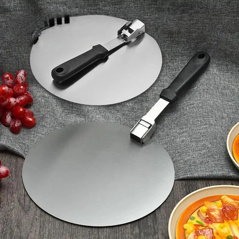 뒤집개 접이식 휴대용 스테인리스 스틸 피자 뒤집개, 원형 피자 전송, 케이크 전송 베이킹 도구