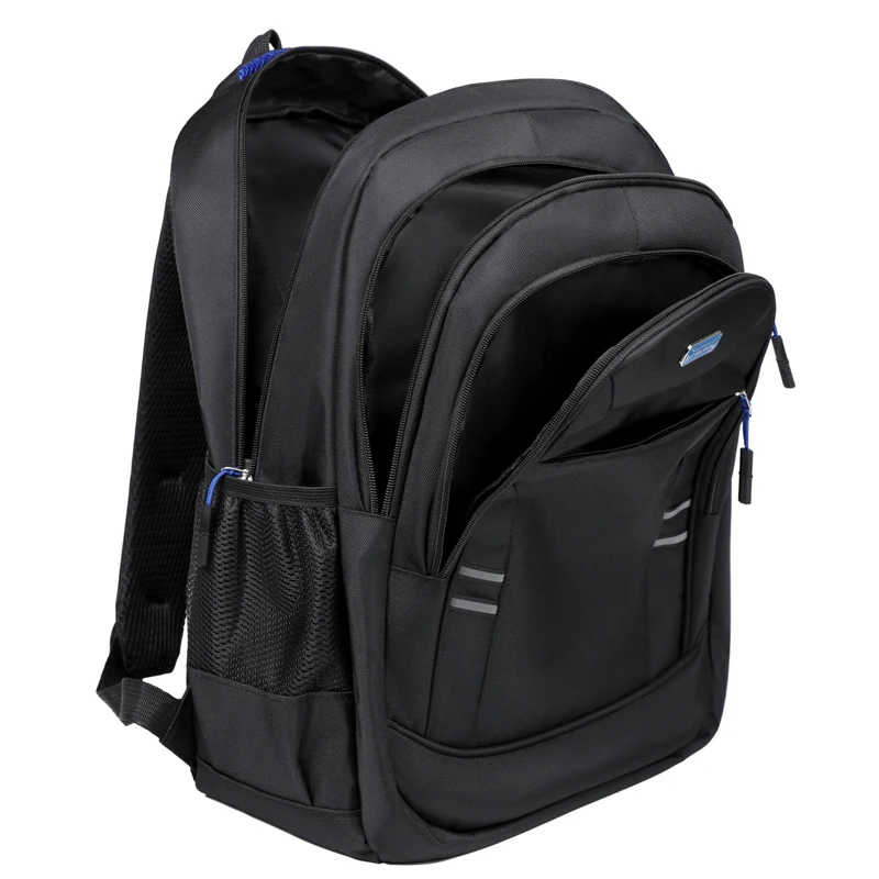 Fashionable black backpack with multiple compartments - spacious interior - ideal for school, work or travel necessities, backpa
