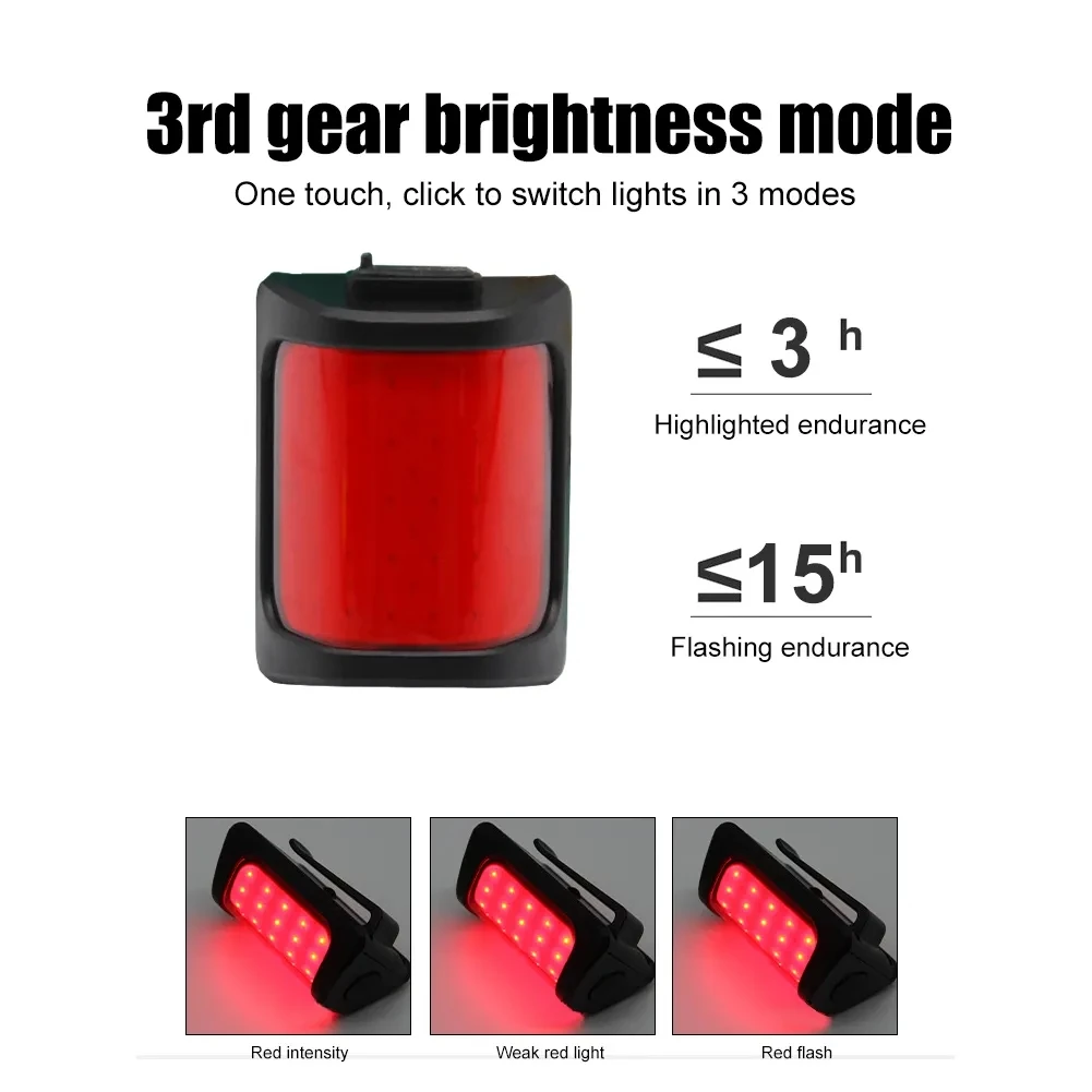 Luci per bici per guida notturna Fanale posteriore per bicicletta USB ricaricabile 200 lumen Spia posteriore Lampada da ciclismo facile da installare - immagine 5