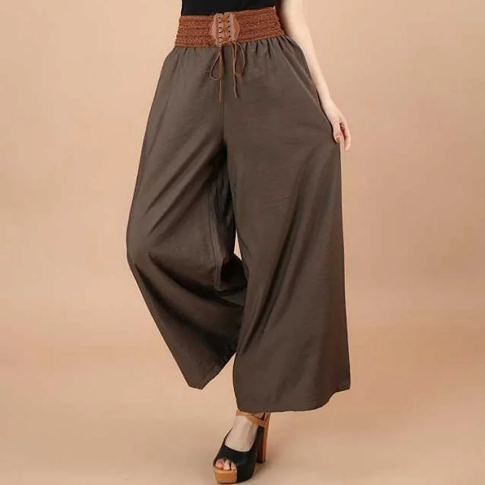 

Wide Leg Pants Women's Thin Section Large Size Casual Cotton Linen Loose Fashion Elegant New Spring Summer Pure Trousers Female