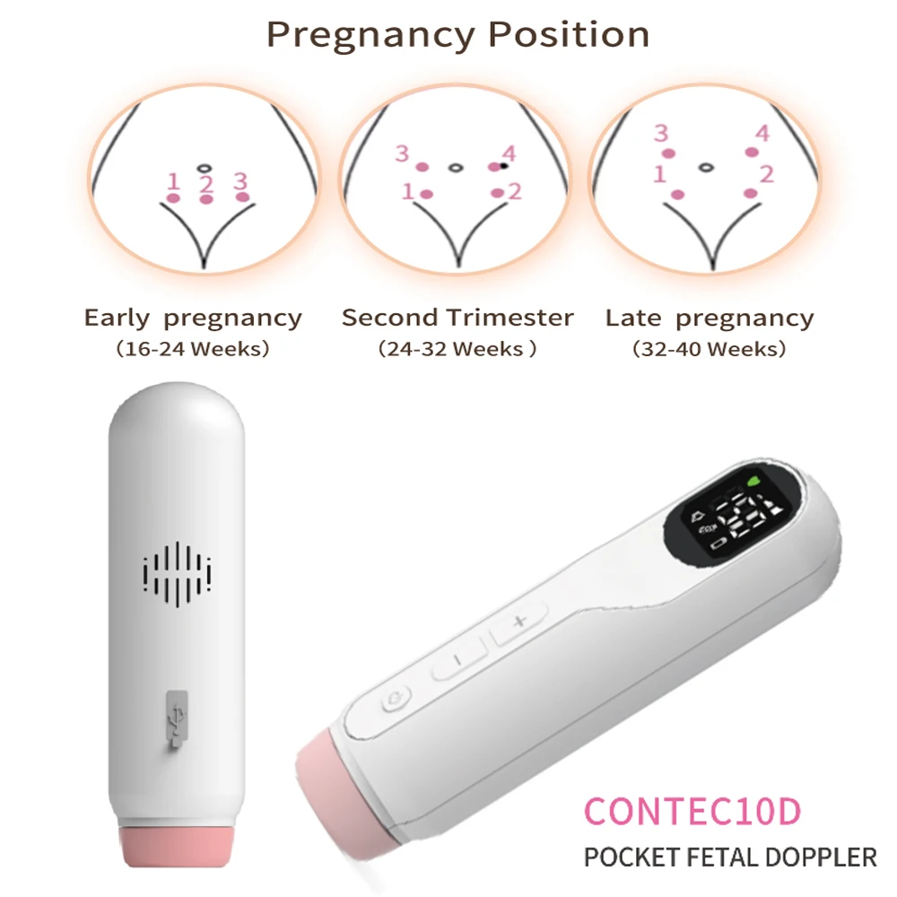 Doppler Fetal Wireless Prenatale Donne Doppler Fetale Baby Heart Rate Home Monitor Fetale Rilevatore Nessuna Radiazione 2.5Mhz Prob