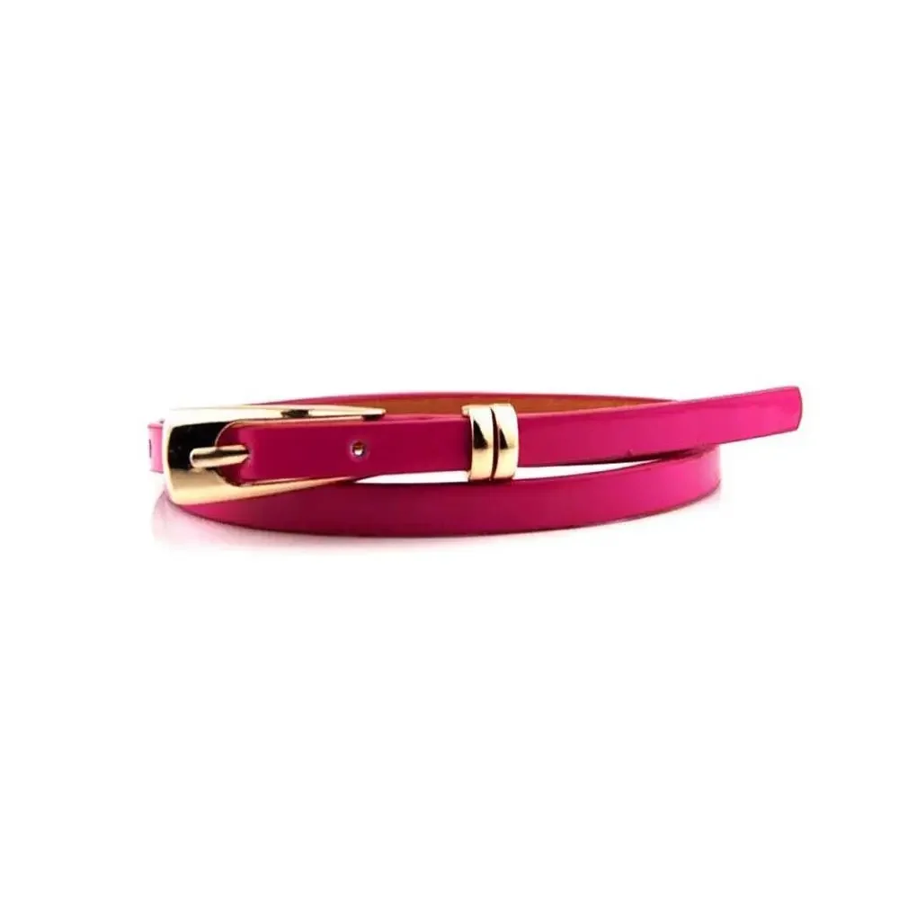 Fashionable PU Leather Narrow Belt with Multicolor Decoration
