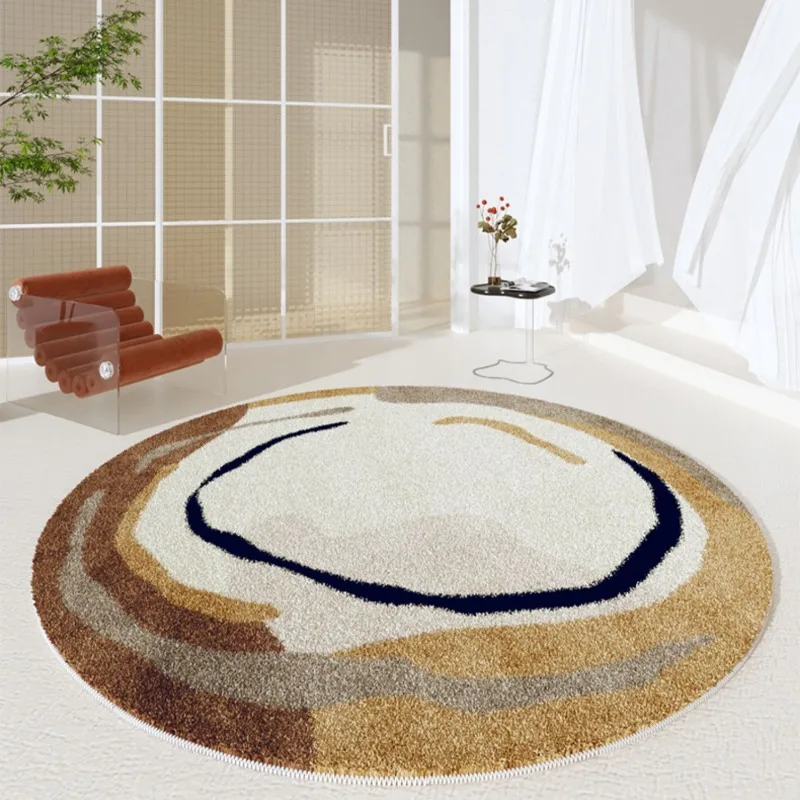 Modern Round Living Room Carpet Minimalist Abstract Striped Bedroom Carpets Creative Art Home Decoration Rug Plush Soft Rugs 양탄자 3