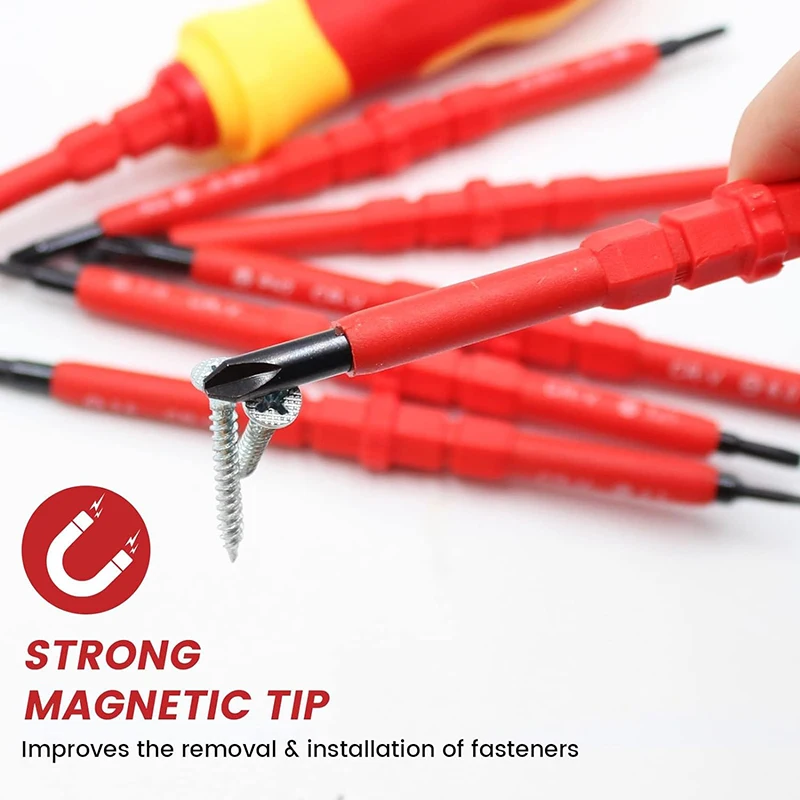 Screwdriver set 10Pcs Interchangeable Blade VDE Insulated Screwdriver Set with Case Magnetic 500V Home and Professional Use Electricians Tools