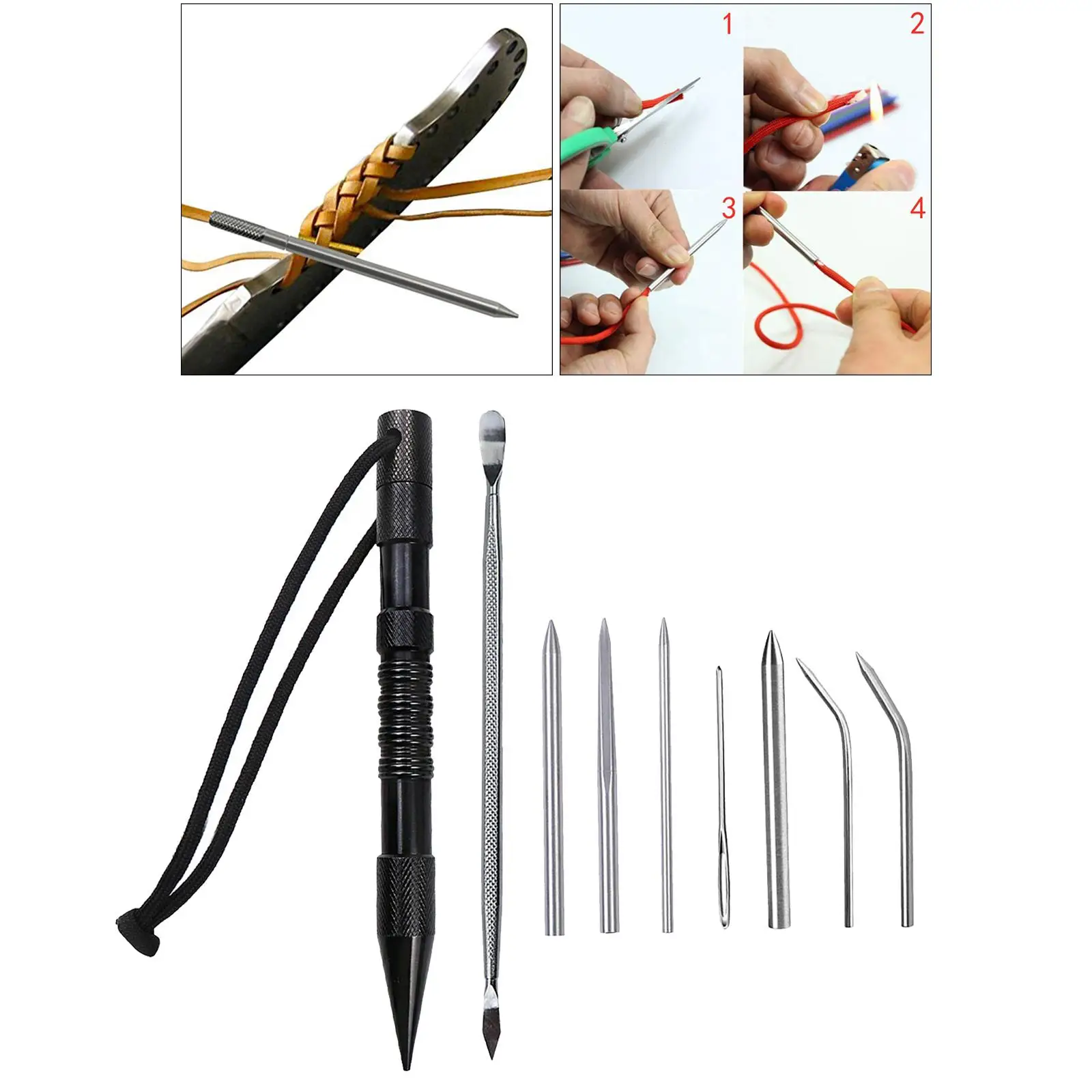 1Bag Paracord Bracelet Stainless Steel FID Lacing Stitching Needles Tool Set