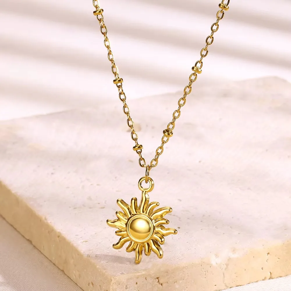 Stainless Steel Necklace Charm Gold Color Ethnic