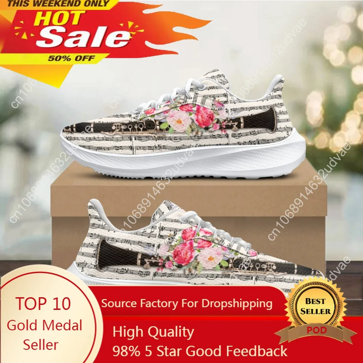 

Clarinet Music Flower Luxury Designer Lace-Up Sneakers Teen Girls Comfortable Lightweight Flats Shock Absorbing Walking Shoes