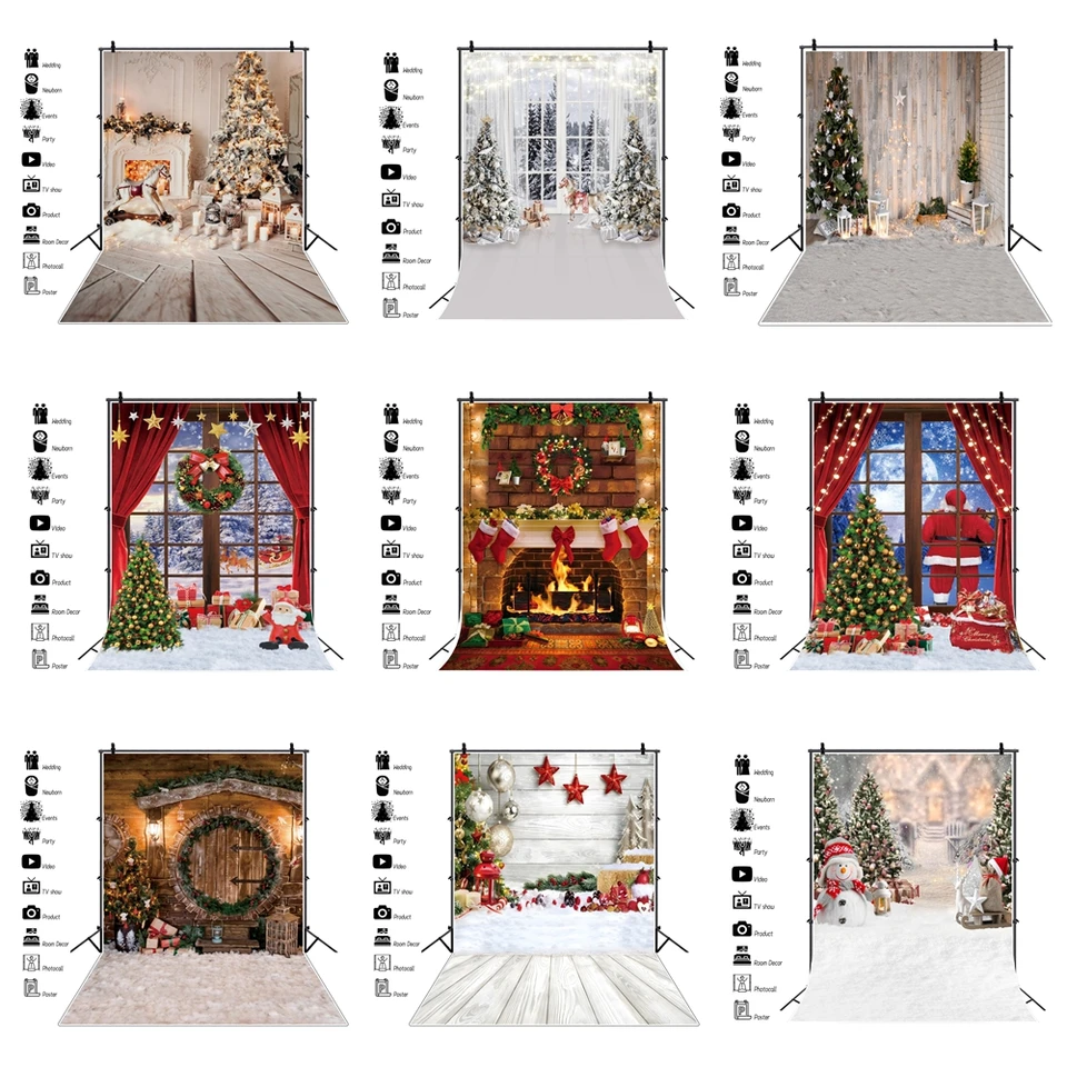 Toile De Fond Noël Andoer 2,1x1,5 M - Décoration Studio Photo, Portraits, Fêtes - Impression Numérique Haute Résolution