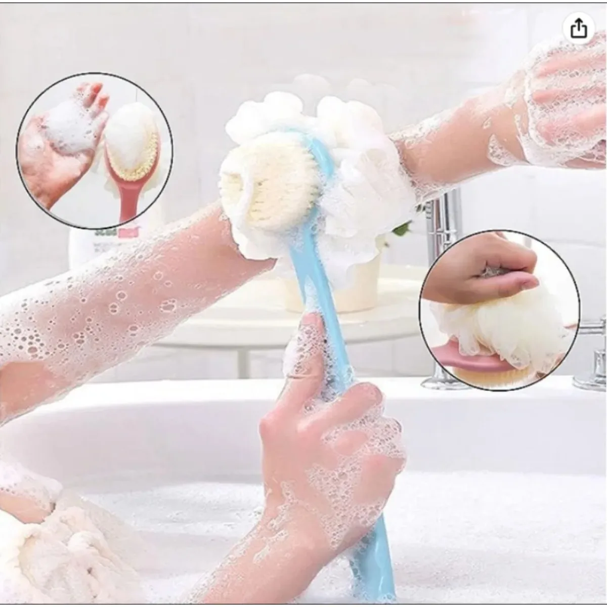 Soft Body Scrubber Shower Exfoliating Scrubs Long Handle Bath Brush Exfoliator Skin Massager Cleaning Brush Bathroom Accessories