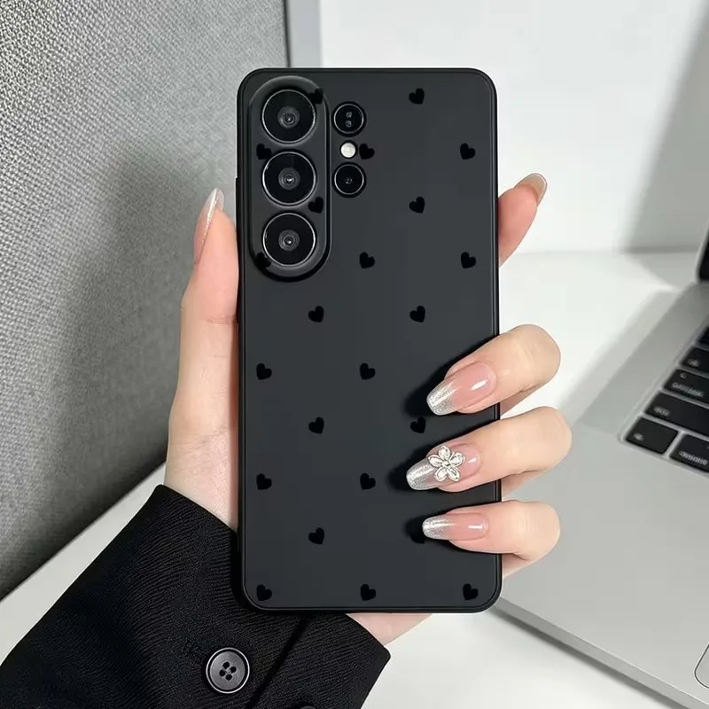 Black Love Heart Pattern Soft TPU Phone Case