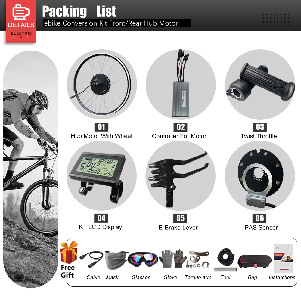MXUS 48V 1000W Electric Bike Conversion Kit 20-29in700C Rear Brushless Gear Hub Motor Wheel Waterproof Ebike Conversion Kit