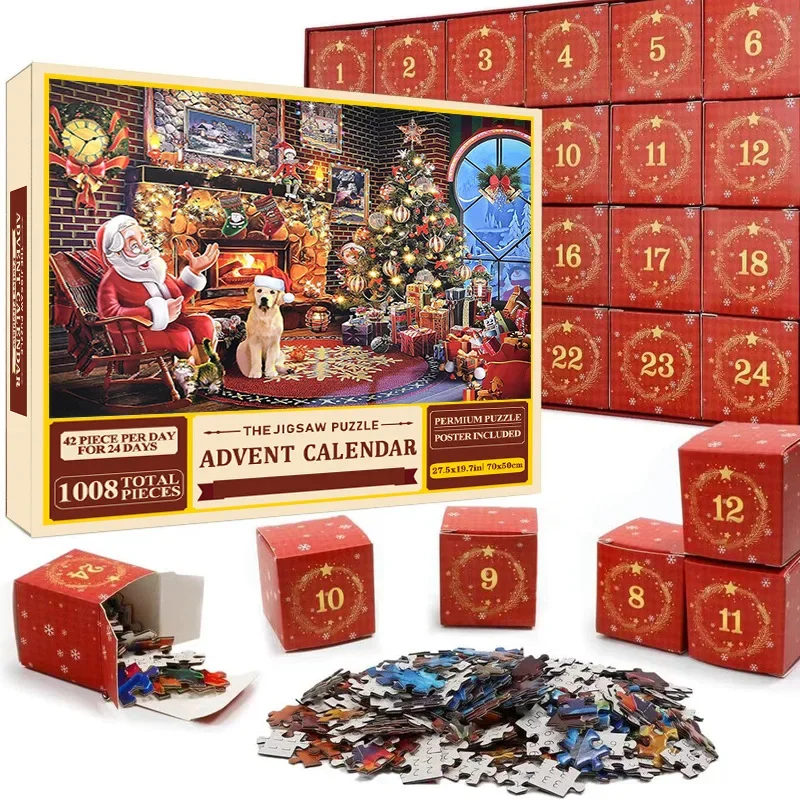 1008 Pieces Jigsaw Puzzle Merry Christmas Advent Calendar 2024 Merry Christmas Jigsaw Puzzles Holiday Puzzles Toys New Year Gift 6