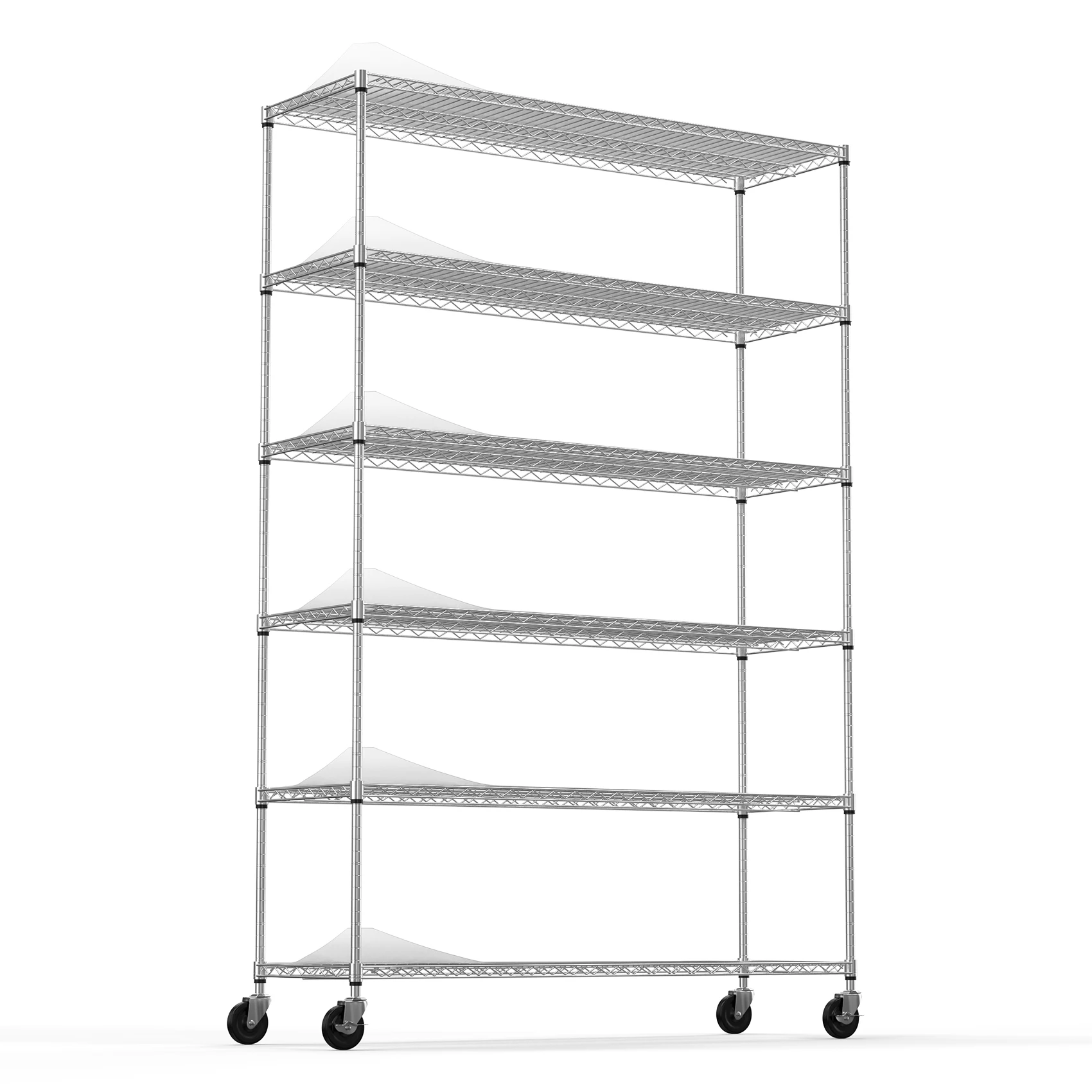 

6 Tier Wire Shelving Unit 6000 LBS NSF Height Adjustable Metal Garage Storage Shelves with Wheels Heavy Duty Storage Wire Rack
