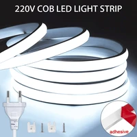 COB Strip LED 220v High Brightness IP65 Waterproof Outdoor LED Strip 220V LED Ribbon Flexible Tape for Home Garden Decor 1