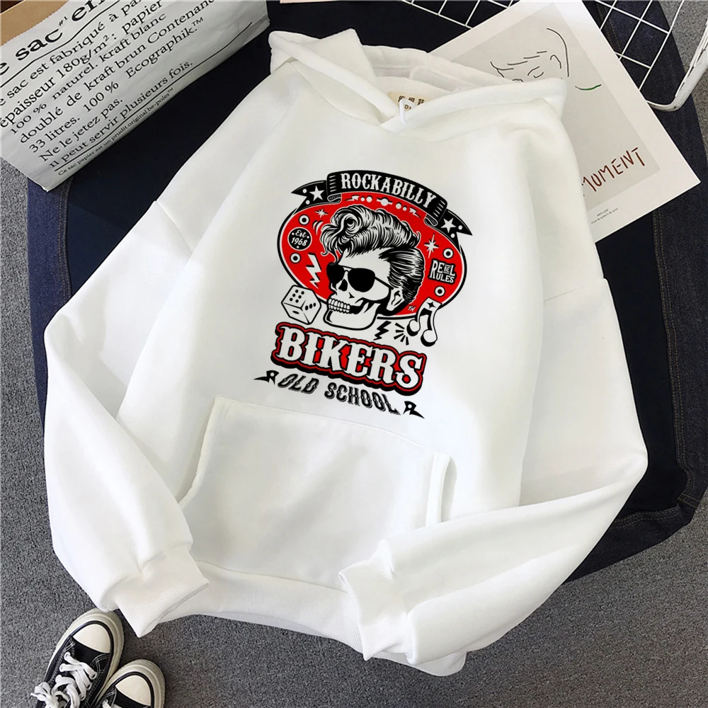 

Rockabilly hoodies women graphic anime Korean style Pullover pulls female vintage Hood