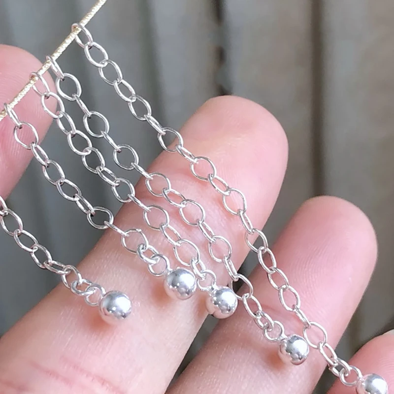 925 Silberne Verlängerungskette für Schmuckherstellung, Armbandverlängerungskette mit rundem Kugelanhänger – Detail 6