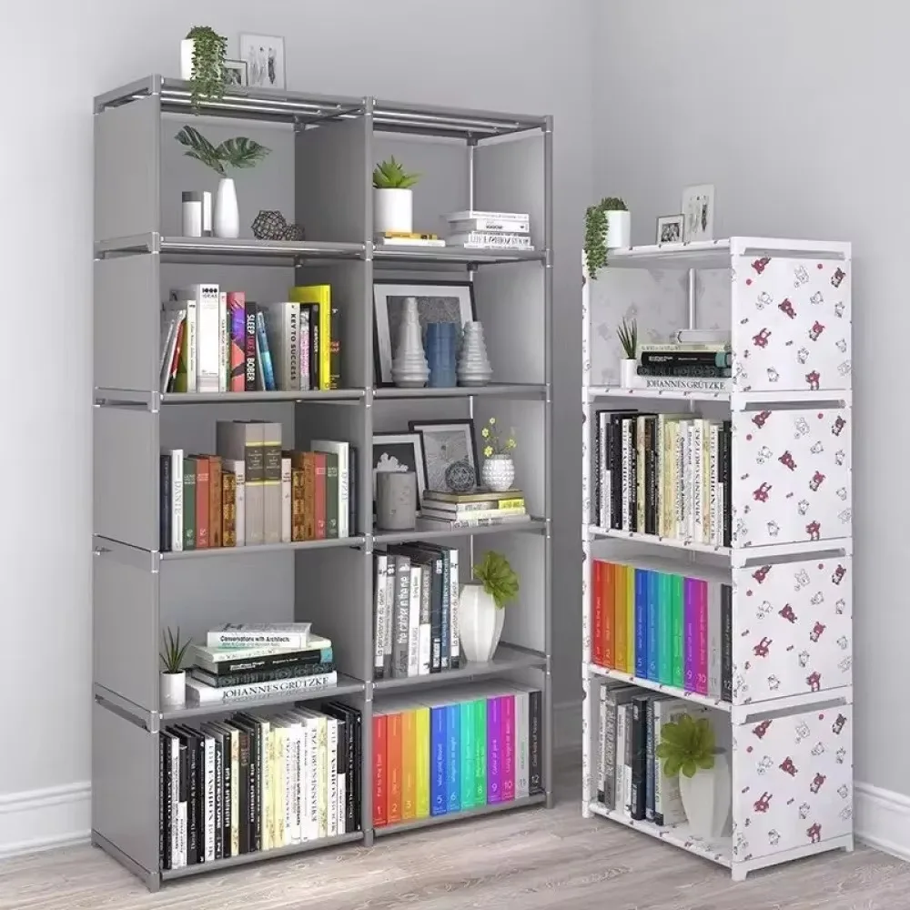 Bookshelf Multi Layer Easy Assembly Diy Wardrobe Plastic Square Storage Rack for Living Room Study Room Bedroom