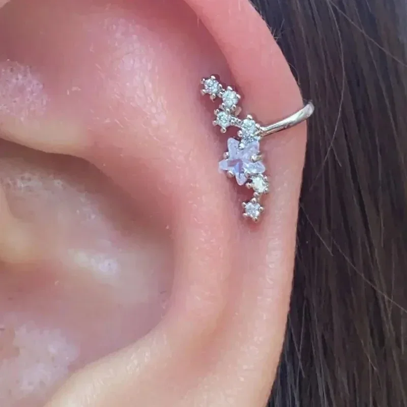 Ear Clip Earrings No Pierced Crystal Star Earcuff Ear Wrap Clips Jewelry For Women