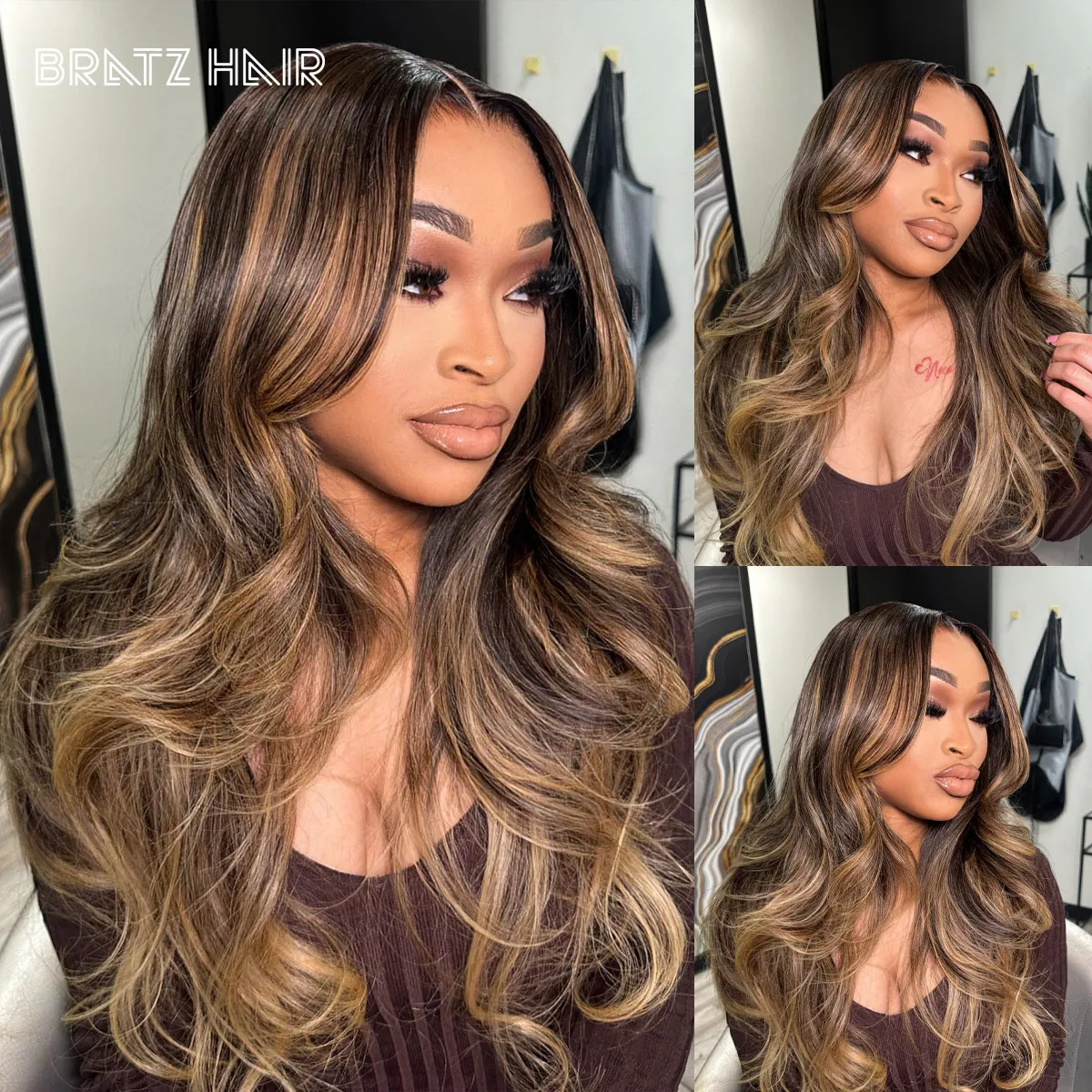 

Ombre Lace Front Wig Human Hair Highlight 13x4 13x6 HD Transparent Lace Front Wigs 180% Density 4/27 Colored Honey Blonde Wigs