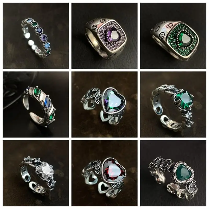 XIYANIKE Vintage Geometric Zircon Open Finger Rings For Men Women Fashion Jewelry Gift Party Hip Pop кольцо женское