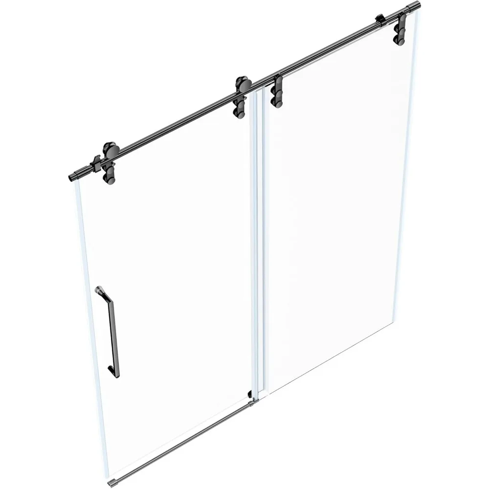 Shower Door 60" W x 76" H Frameless Sliding Shower Door,Frameless Shower Door with Sealing Strip and Waterproof Handle 2