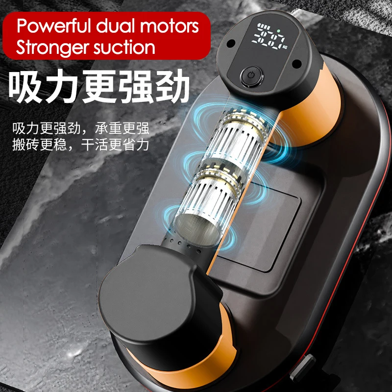 Smart Display Large Electric Vacuum Suction Cup 300KG Load 4500mAh Vacuum Suckers Lifting Tool for Glass Granite Ceramic Tiles