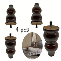Set of 4 European - Style Solid Wood Furniture Legs, 15cm/6inch, for Sofa, Coffee Table, or Cabinet (Wooden)