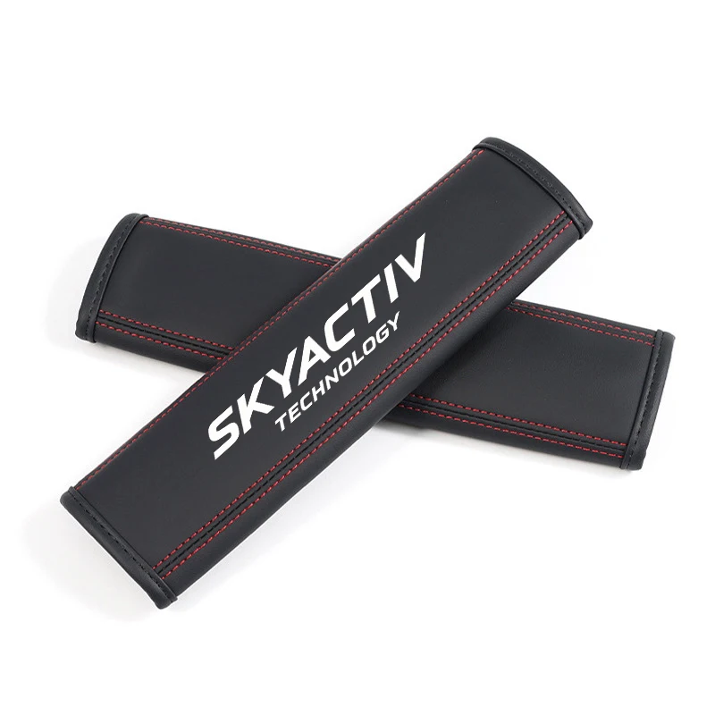 Leather Car Safety Belt Shoulder Cover Pads For Mazda Skyactiv 2 3 Ms 6 Cx5 Mx5 Cx30 Cx9 Miata Atenza Rx8 Car Accessories 2Pcs seat belt covers seat belt protection seat belt protector safety belt shoulder guard car seat belt accessory