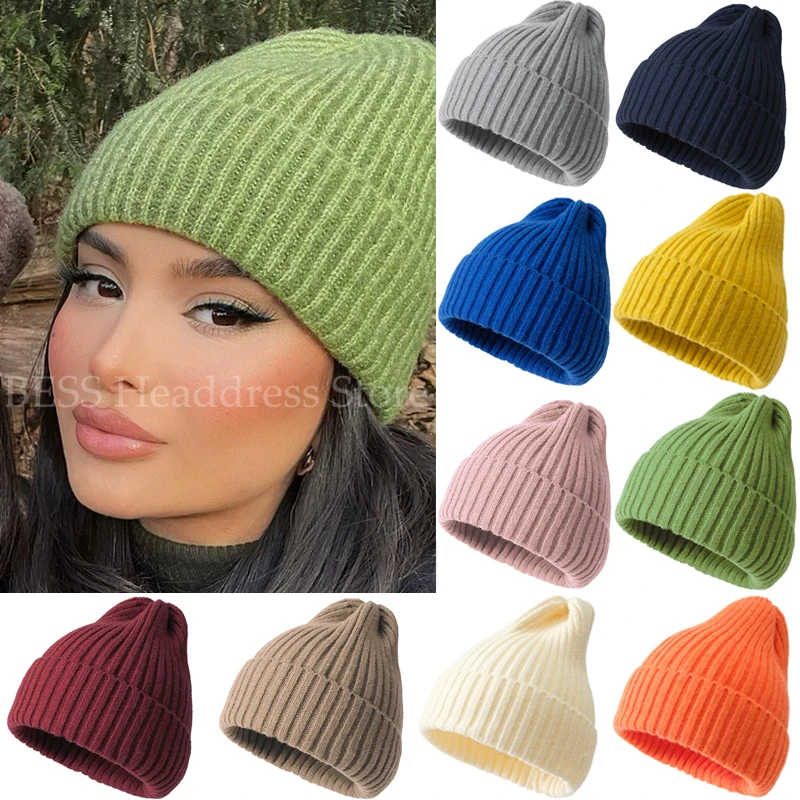 

New Beanie Winter for Women Men Boys Girls Crochet Skullies Hat Solid Color Unisex Autumn Knitted Beanies Caps Wild Accessories
