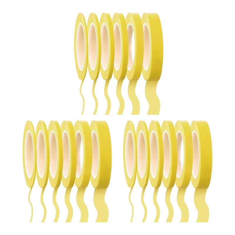 

18 Rolls Fine Line Tape 1/16,7/10,1/8,1/4,1/2,3/4 Inch X 55Yard, Fineline Masking Tape, Painters Automotive Masking Tape